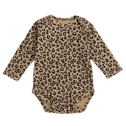 dubbel Ontdekking labyrint Baby Romper Leopard Bruin