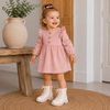 Beige babylaarzen met roze bloemetjes, veters en ritssluiting voor meisjes