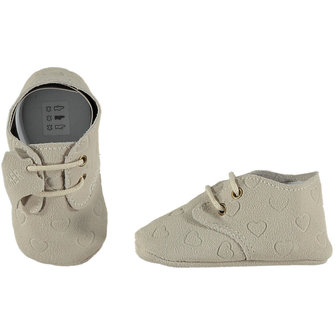 XQ Leather Little Shoes Hearts White