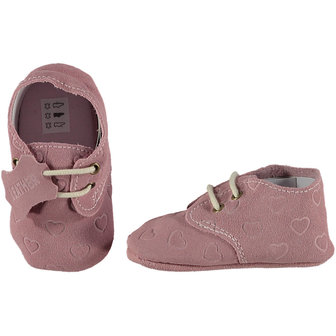 XQ Leather Little Shoes Hearts Pink
