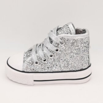 Kinder Gympen Glitter Silver 