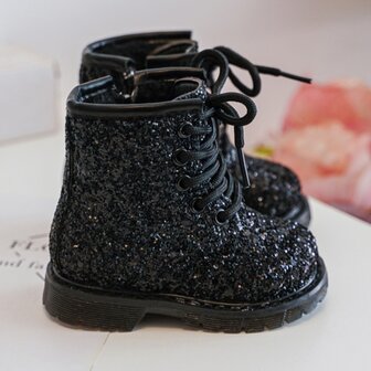 Kinderlaarzen Sparkle Black Gevoerd