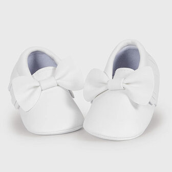 Baby Mocassin Ribbon White