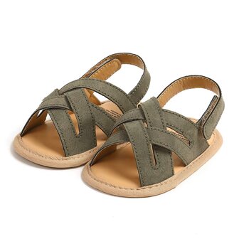 Babysandalen Groen Suede Klittenband Antislip Jongens