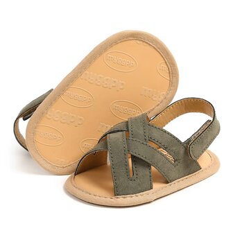 Babysandalen Groen Suede Klittenband Antislip Jongens