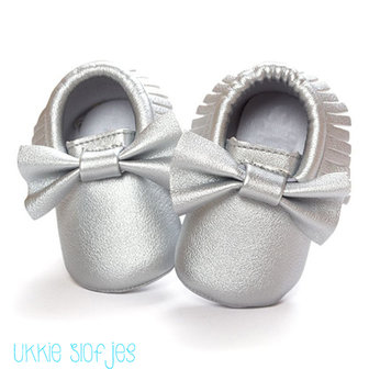 Baby Mocassin Ribbon Silver