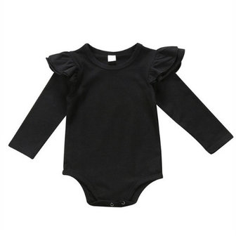 Baby Romper Ruches Zwart