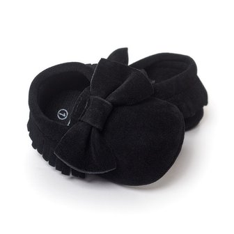 Baby Mocassin Ribbon Suede Black