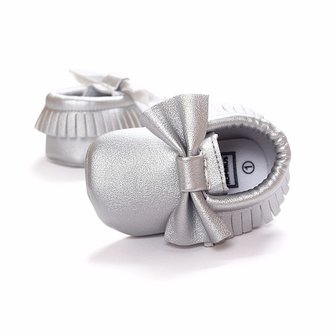 Baby Mocassin Ribbon Silver