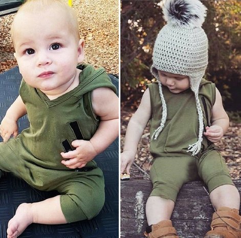 Baby Sleeveles Romper met hoody