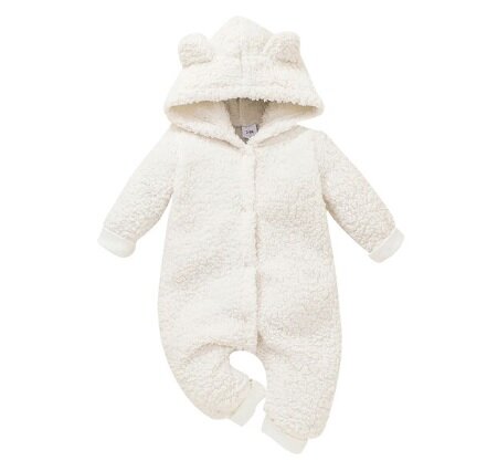 Baby Winter Hooded Furry Jumpsuit White