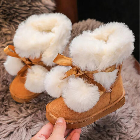 Rock and Joy Mini Snowboots Pompon Camel