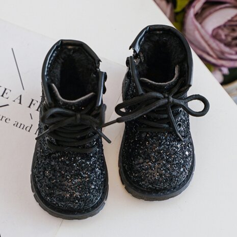 Kinderlaarzen Sparkle Black Gevoerd