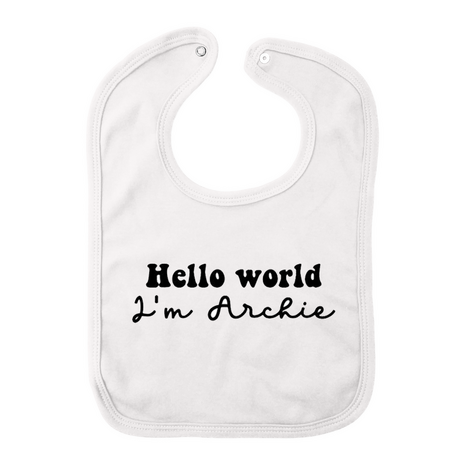 Gepersonaliseerd Baby Slabbetje Hello World