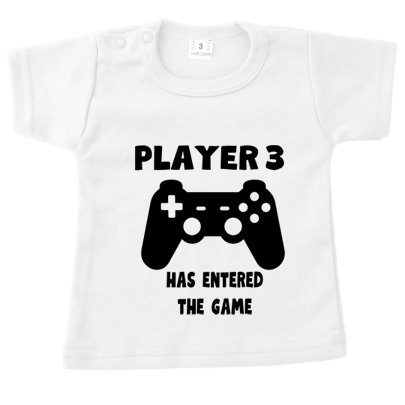 Gepersonaliseerd Baby T Shirt Player 3 entered the game