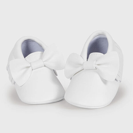 Baby Mocassin Ribbon White
