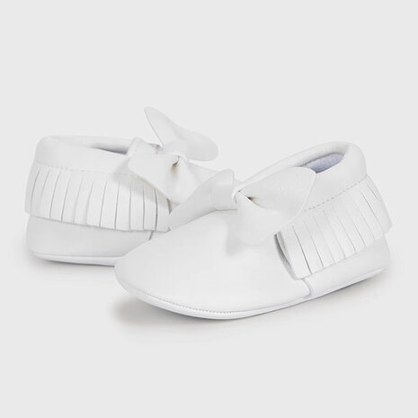 Baby Mocassin Ribbon White