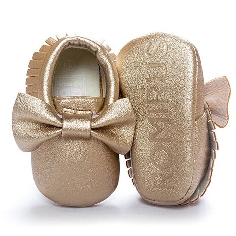 Baby Mocassin Ribbon Gold