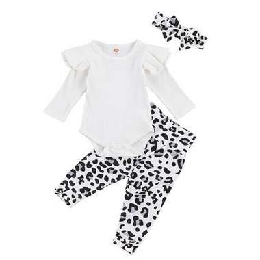 Baby 3-delig Kledingset Leopard White Maat 70&80