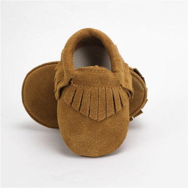 Leren Baby Mocassin Fringe Suede Brown Maat 18