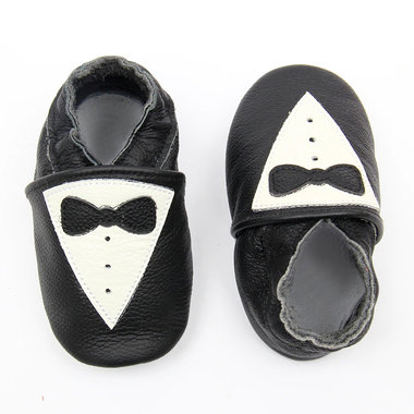 Leren Babysloffen Tuxedo Maat 18