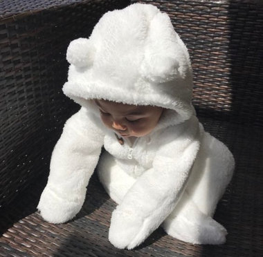Baby Winter Hooded Furry Jumpsuit Maat 80
