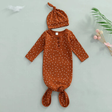 Baby Pyjama / Slaapzak Dotted Brown Maat 70