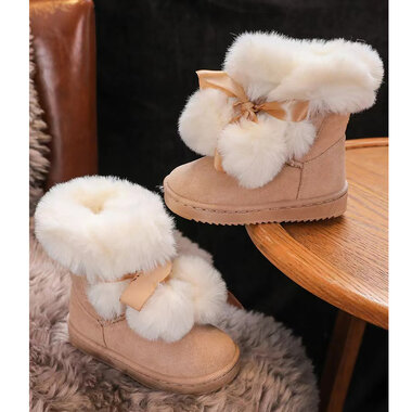 Kinderlaarzen Snowboots Pompon Beige Maat 20-24