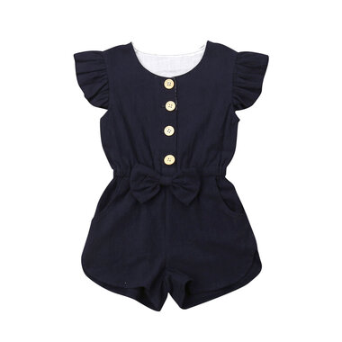 Katoenen Baby Jumpsuit met Strik navy Maat 80