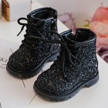 Kinderlaarzen Sparkle Black Gevoerd Maat 19-22