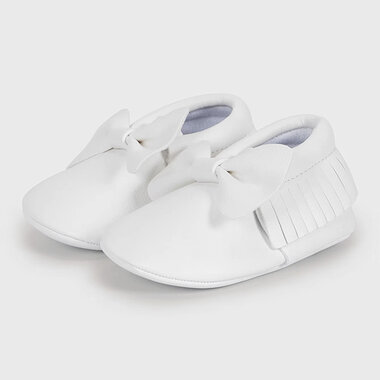 Baby Mocassin Ribbon White Maat 17-20