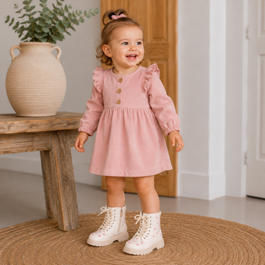 Beige Babylaarzen Flower Power Mat 21-24