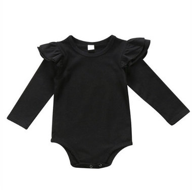 Baby Romper Ruches Zwart Maat 70&80