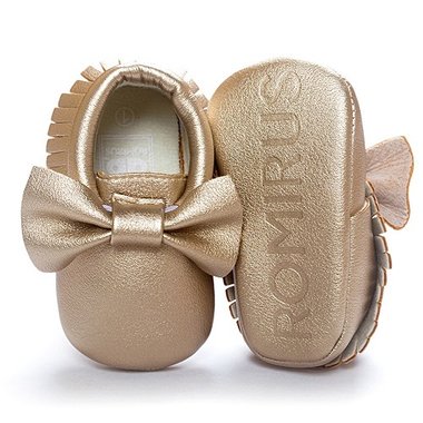 Baby Mocassin Ribbon Gold Maat 17-20